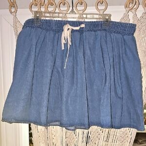 Pleated Blue Denim Mini Skirt (3 For $20)